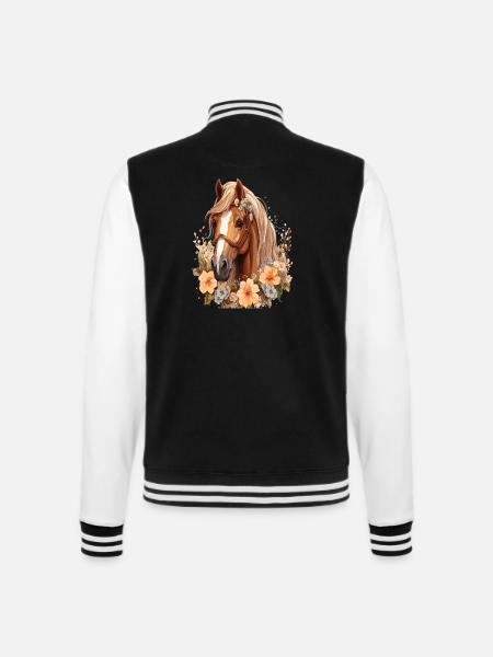 Hottehü mein braunes Rössli Pferdchen - College-Sweatjacke - Schwarz/Weiß