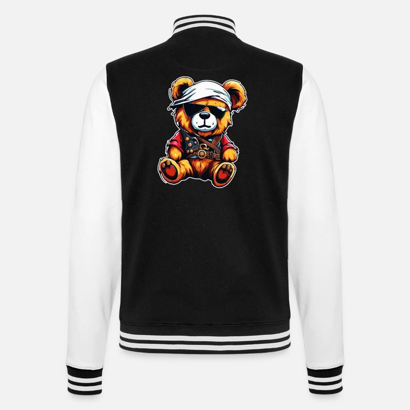 Teddybär / Kuscheltier / Stofftier / Geschenkidee - College-Sweatjacke - Schwarz/Weiß