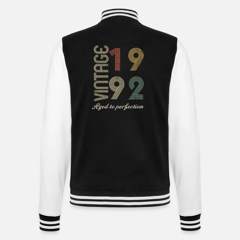 32 Birthday Gift - 1992 - College Sweat Jacket - black/white