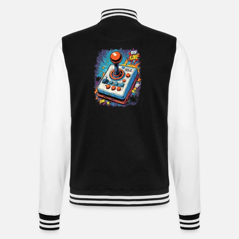 Retro Gamer Joystick / Controller Konsolenspiele - College-Sweatjacke - Schwarz/Weiß