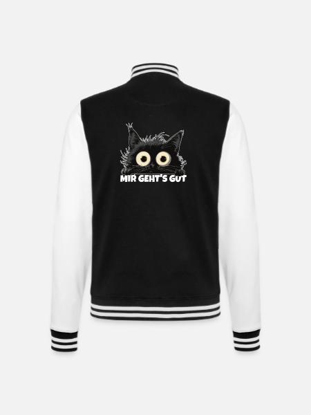 Sarkastische Katze Mir geht's gut lustiger Spruch - College-Sweatjacke - Schwarz/Weiß