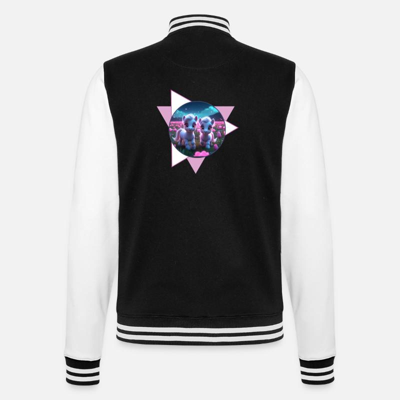Two cute ponies - College Sweat Jacket - black/white