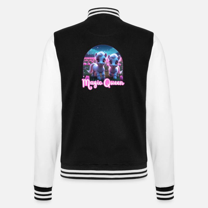 Zwei süße Ponys - Magic Queen - College-Sweatjacke - Schwarz/Weiß