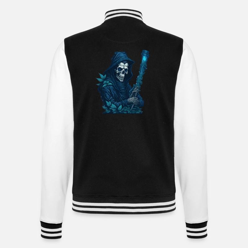 Sensenmann mit Gras Pfeife - College-Sweatjacke - Schwarz/Weiß
