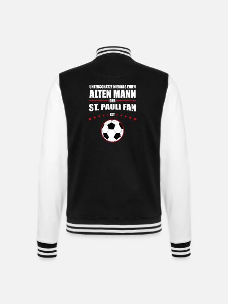 Alter Mann - St. Pauli Fan | Retro Vintage Design - College-Sweatjacke - Schwarz/Weiß