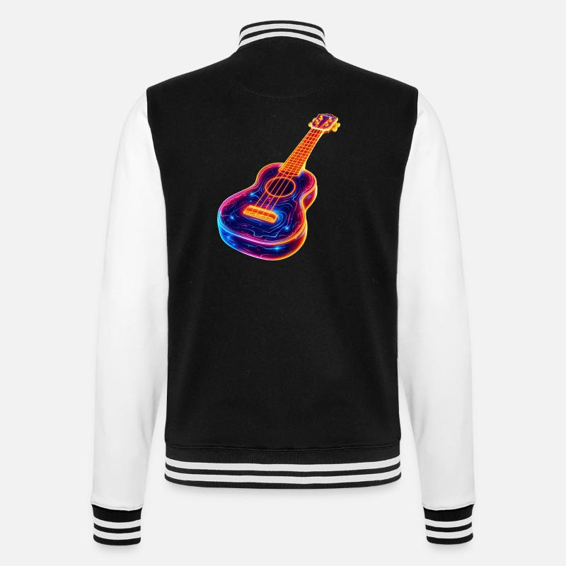 Ukulele Synthwave - College-Sweatjacke - Schwarz/Weiß