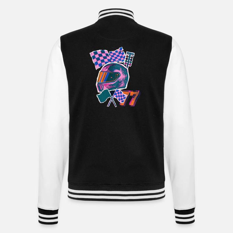 Retro Wave Driver - College-Sweatjacke - Schwarz/Weiß