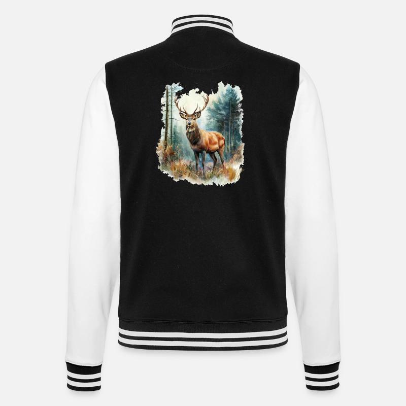 Deer Roe Deer - College Sweat Jacket - black/white