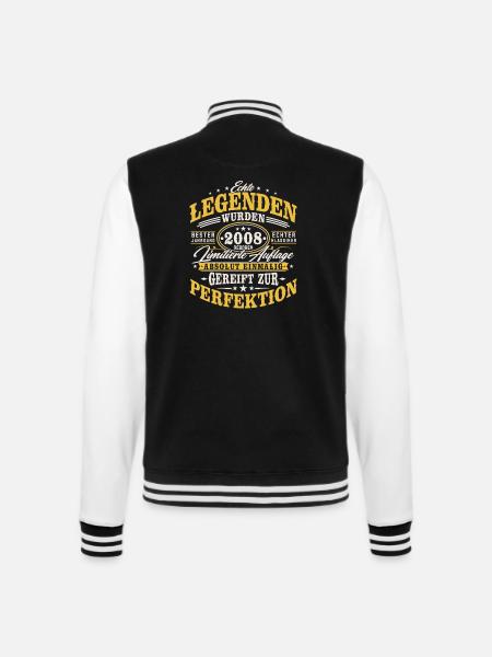 2008 Jahrgang Vintage Geburtstag Geschenk Retro - College-Sweatjacke - Schwarz/Weiß