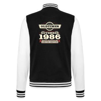 37th Birthday Classic Car November Vintage 1986 - College Sweat Jacket - black/white - Back - Marisol (170cm)