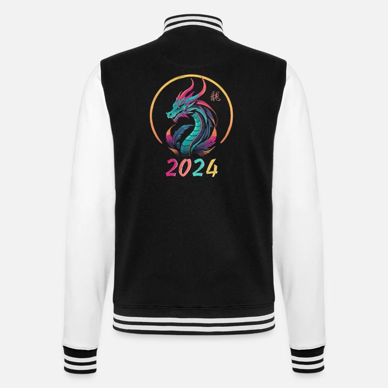 Année du dragon 2024 - Veste Teddy - noir/blanc