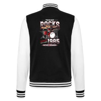 1985 Jahrgang Schlagzeug Schlagzeuger Geburtstag - College-Sweatjacke - Schwarz/Weiß - Hinten - Marisol (170cm)