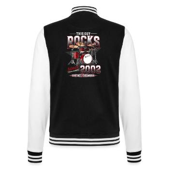 2002 Jahrgang Schlagzeug Schlagzeuger Geburtstag - College-Sweatjacke - Schwarz/Weiß - Hinten - Marisol (170cm)