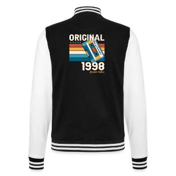 25. Geburtstag Kassette November Jahrgang 1998 - College-Sweatjacke - Schwarz/Weiß - Hinten - Marisol (170cm)