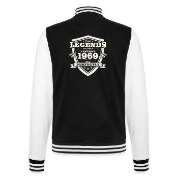 55. Geburtstag Kassette Januar Jahrgang 1969 - College-Sweatjacke - Schwarz/Weiß - Hinten - Marisol (170cm)