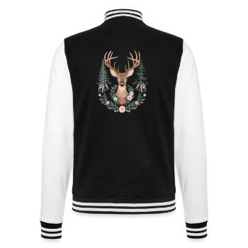 Cottagecore elegance with deer and floral wreath - College Sweat Jacket - black/white - Back - Marisol (170cm)