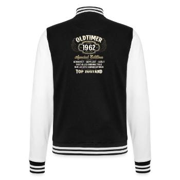 62. Geburtstag Oldtimer November 1962 Jahrgang 62 - College-Sweatjacke - Schwarz/Weiß - Hinten - Marisol (170cm)