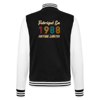 Fabriqué en 1988 Vintage Cadeau D'anniversaire - Veste Teddy - noir/blanc - Dos - Marisol (170cm)