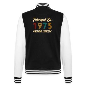 Fabriqué en 1975 Vintage cadeau d'anniversaire - Veste Teddy - noir/blanc - Dos - Marisol (170cm)