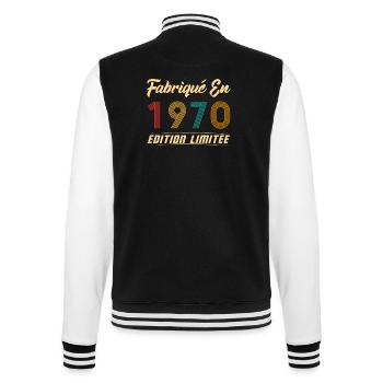 Fabriqué en 1970 Vintage cadeau d'anniversaire - Veste Teddy - noir/blanc - Dos - Marisol (170cm)