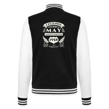 65th Birthday Man Legendary May Born 1958 - College Sweat Jacket - black/white - Back - Marisol (170cm)