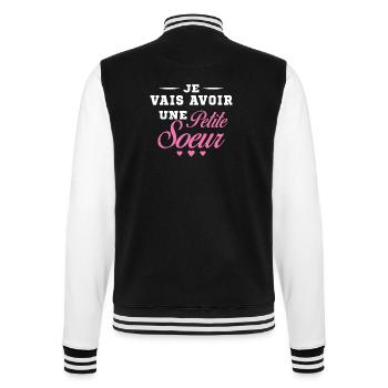 Je Vais Avoir Une Petite Sœur Cadeau Future Soeur - Veste Teddy - noir/blanc - Dos - Marisol (170cm)