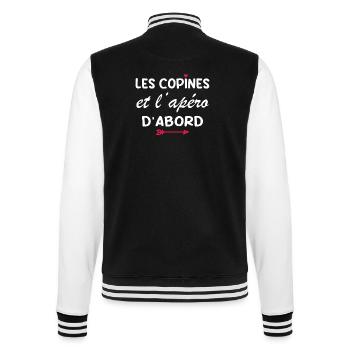 Les copines et l'apéro d'abord - Veste Teddy - noir/blanc - Dos - Marisol (170cm)