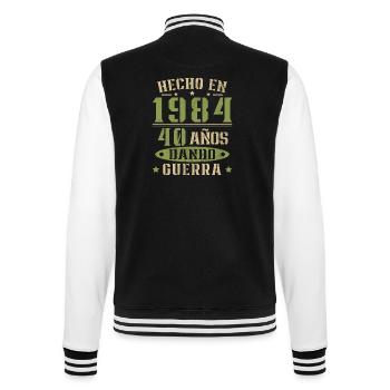 Hergestellt im Jahr 1984 40 Jahre altes Geburtstagsgeschenk - College-Sweatjacke - Schwarz/Weiß - Hinten - Marisol (170cm)