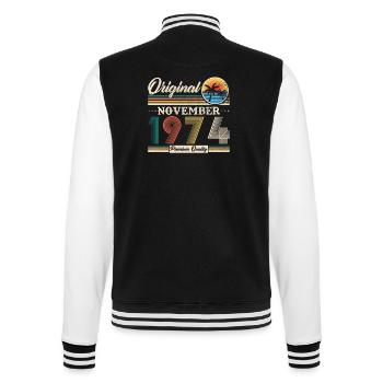 November 1974 Vintage Retro Geburtstagsgeschenk - College-Sweatjacke - Schwarz/Weiß - Hinten - Marisol (170cm)