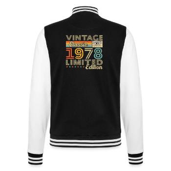 Cadeau d'anniversaire Vinatge 1978 - Veste Teddy - noir/blanc - Dos - Marisol (170cm)