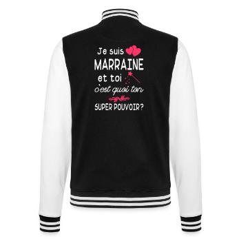 je suis marraine / humour marraine - Veste Teddy - noir/blanc - Dos - Marisol (170cm)