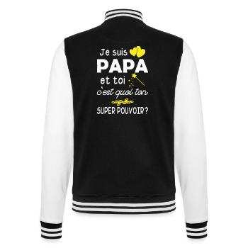 je suis papa / super papa / humour papa - Veste Teddy - noir/blanc - Dos - Marisol (170cm)