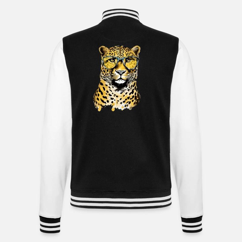Kig the Leopard - College Sweat Jacket - black/white