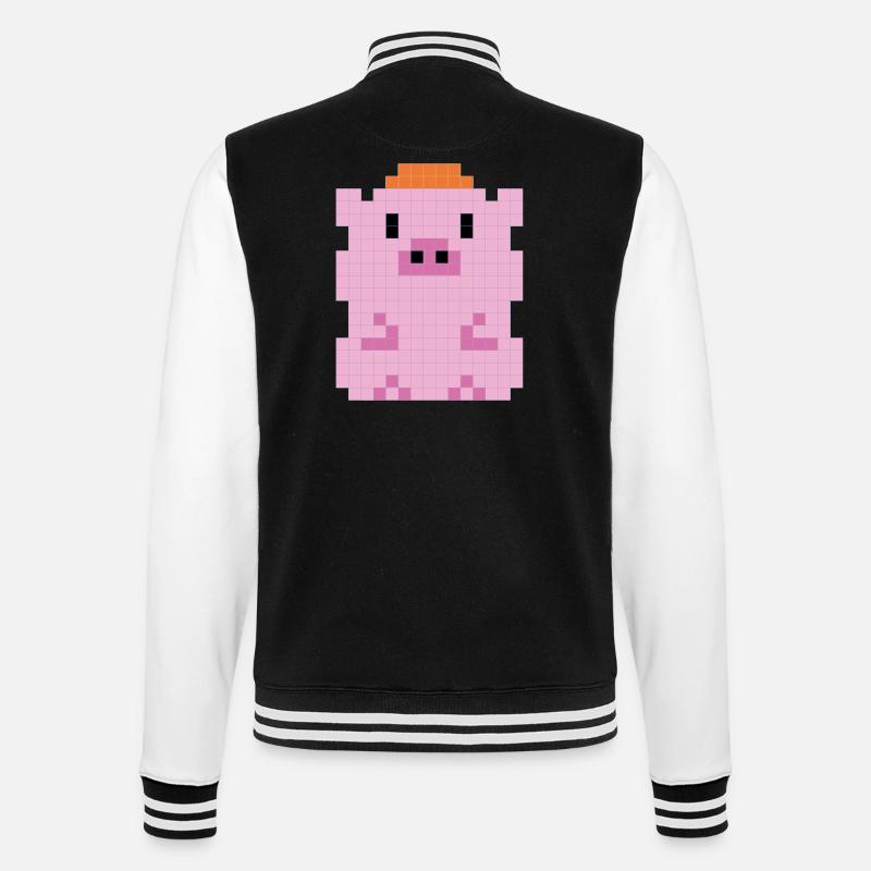 A little pig with a pixelated cap - College Sweat Jacket - black/white
