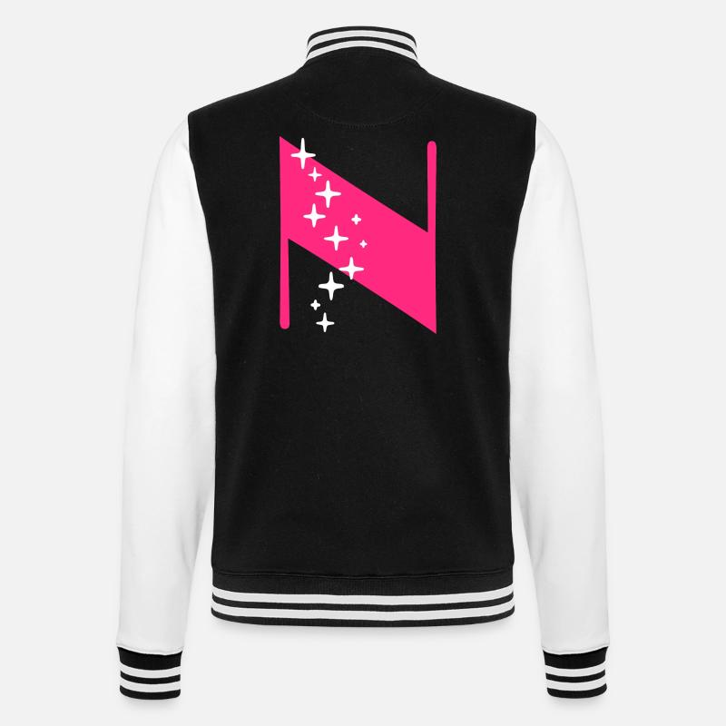 Letter N Glitter - College Sweat Jacket - black/white