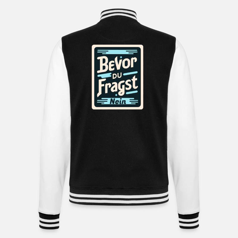 Starkes Nein - College-Sweatjacke - Schwarz/Weiß