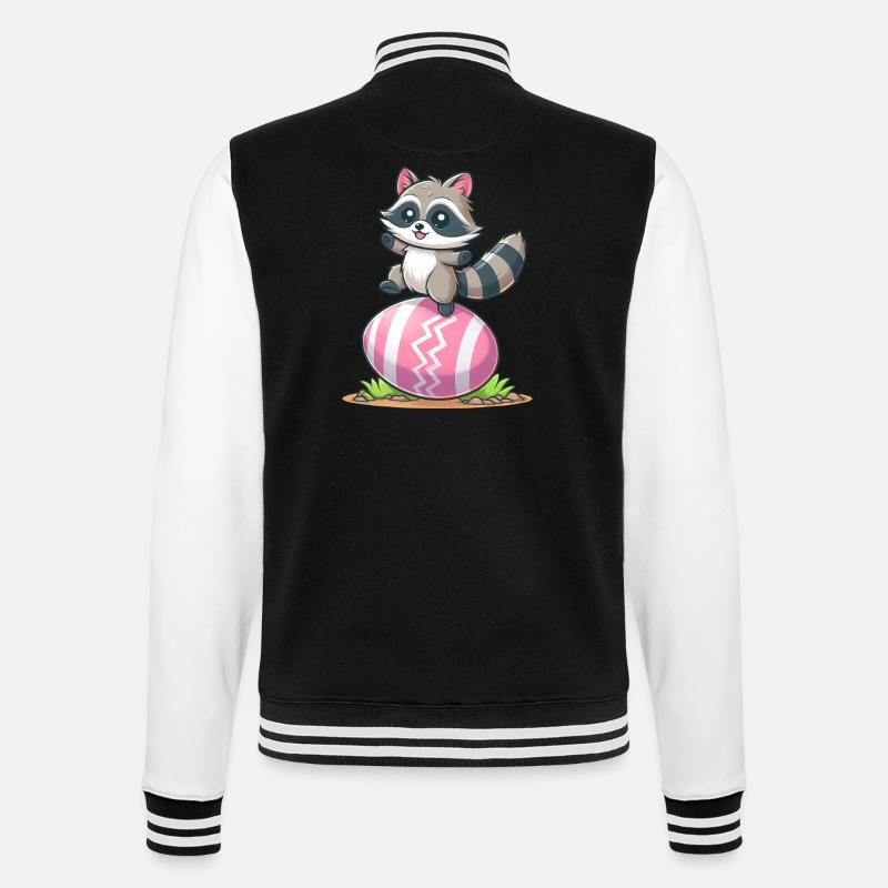 Easter Raccoon Easter Egg - College Sweat Jacket - black/white