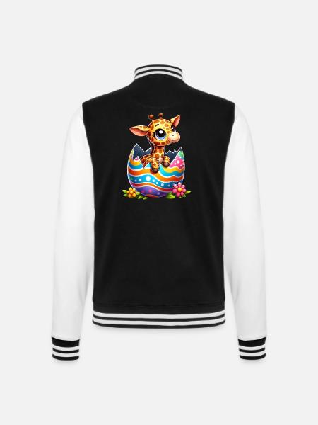 Süße Oster Giraffe schlüpft aus dem Osterei - College-Sweatjacke - Schwarz/Weiß