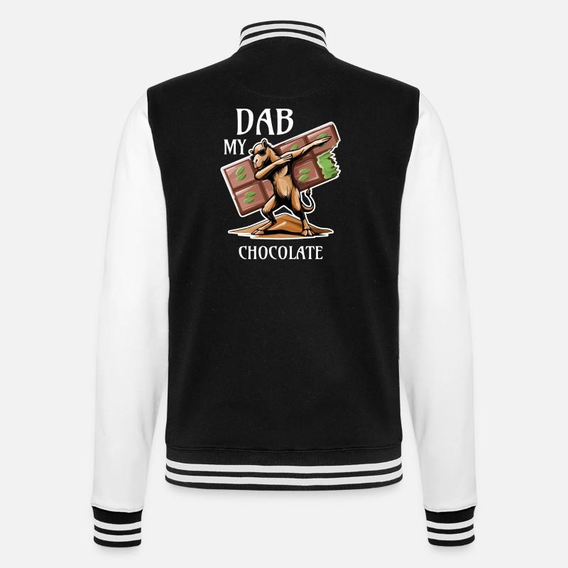 Dabbing Dromedar - Dubai Schokolade Geschenkidee - College-Sweatjacke - Schwarz/Weiß