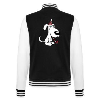 chien anniversaire réveillon nouvel an chapeau de fête célébrer crapaud - Veste Teddy - noir/blanc - Dos - Marisol (170cm)
