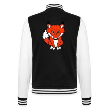 Renard, Mauvais œil, Dangereux, Renard roux, Animal sauvage - Veste Teddy - noir/blanc - Dos - Marisol (170cm)