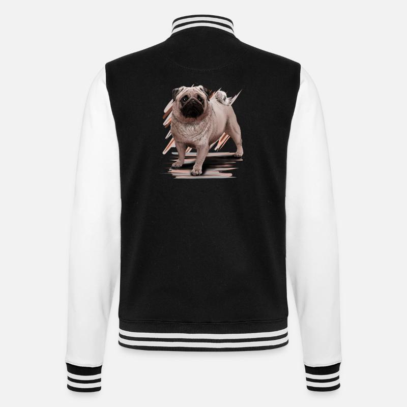 Mops - College-Sweatjacke - Schwarz/Weiß