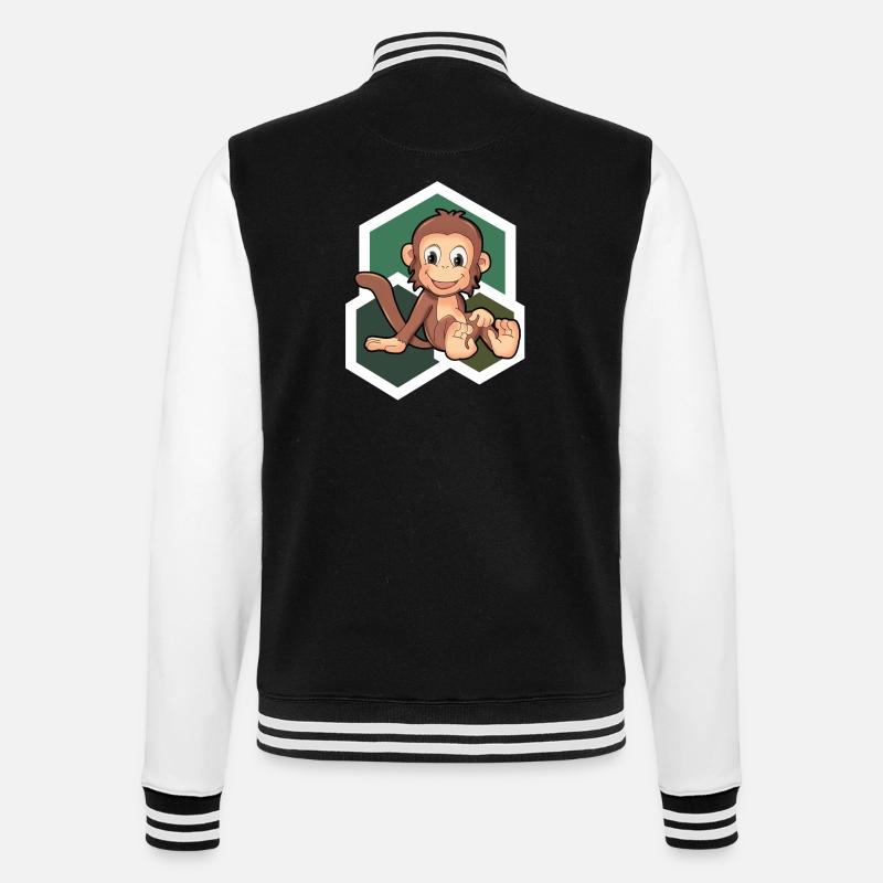 Süßes Äffchen - College-Sweatjacke - Schwarz/Weiß
