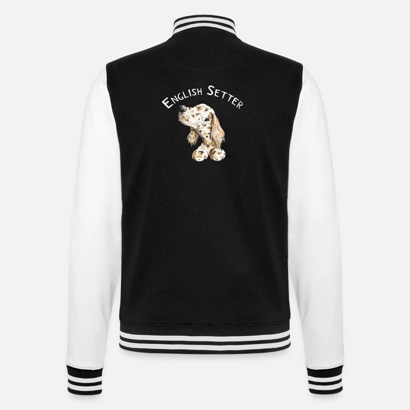 Englischer Setter I Hunde Comic Geschenk - College-Sweatjacke - Schwarz/Weiß