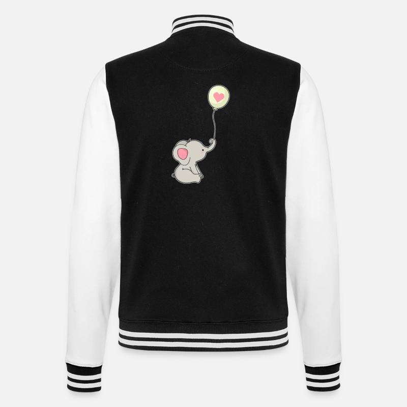 Elefant & Luftballon mit Herz - College-Sweatjacke - Schwarz/Weiß