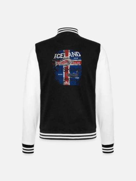 Iceland Fishing Flag Fishing Fish Design - College Sweat Jacket - black/white