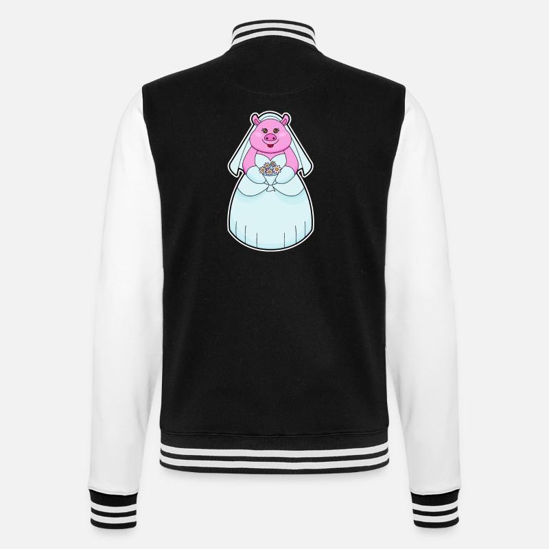 Cochon comme mariée avec voile - Veste Teddy - noir/blanc