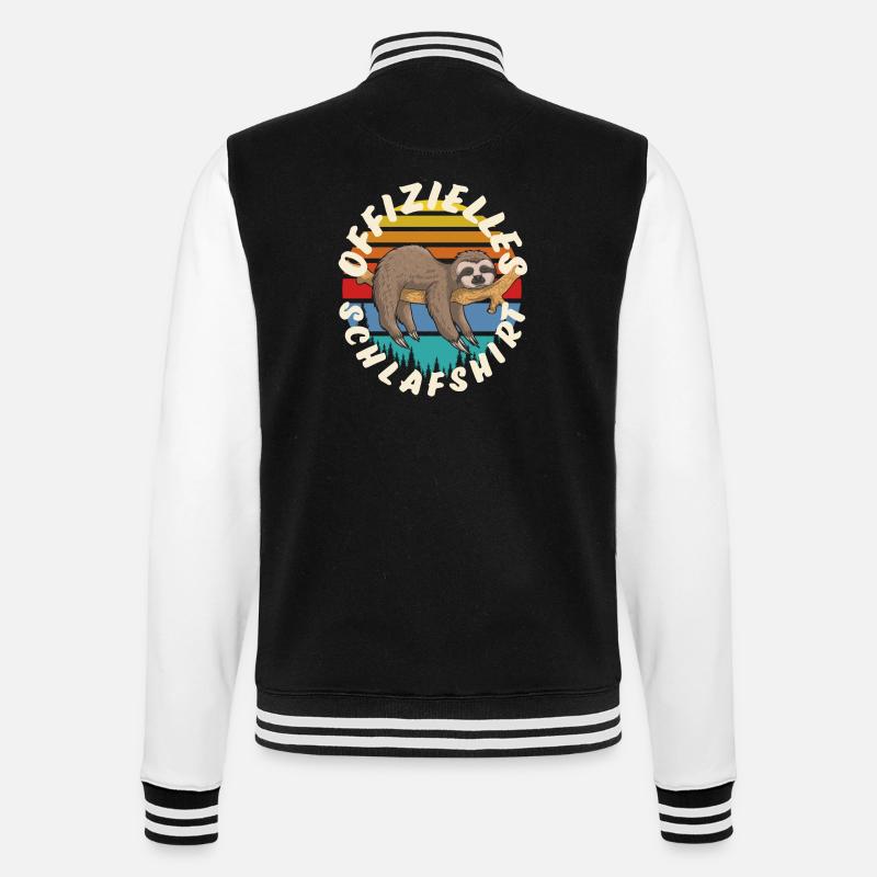Faultier - College-Sweatjacke - Schwarz/Weiß