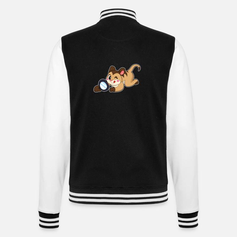 Erdmännchen mit Lupe - College-Sweatjacke - Schwarz/Weiß