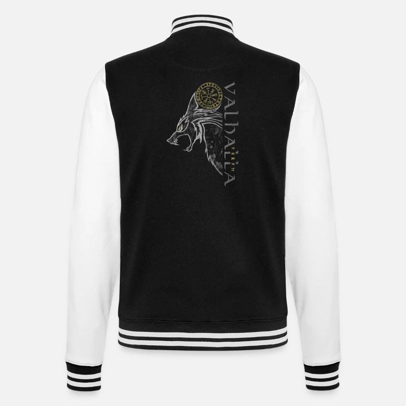 Valhalla Wolf Vegvisir Wikinger Runenkompass - College-Sweatjacke - Schwarz/Weiß